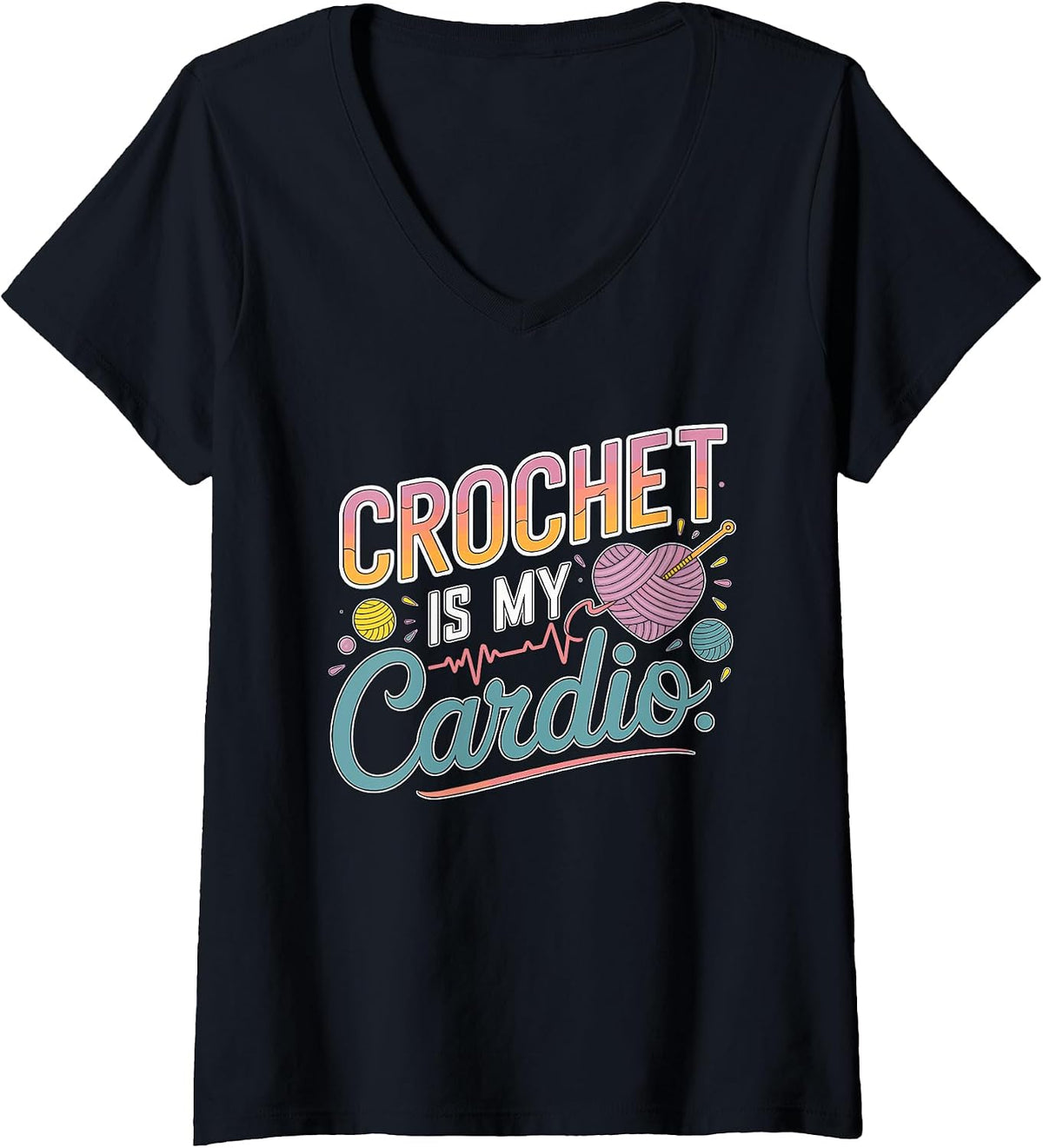 Womens Funny Crochet Lover Knitting Yarn Crocheter Design V-Neck T-Shirt T-Shirt | High Search Volume | Best Seller C...