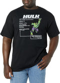 Marvel Big & Tall Classic The Hulk Stats Men's Tops Short Sleeve Tee Shirt T-Shirt | Aesthetic Streetwear
