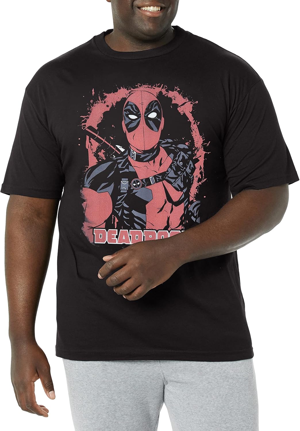Marvel Big & Tall Classic Painted Deadpool Men's Tops Short Sleeve Tee Shirt T-Shirt | Best Seller