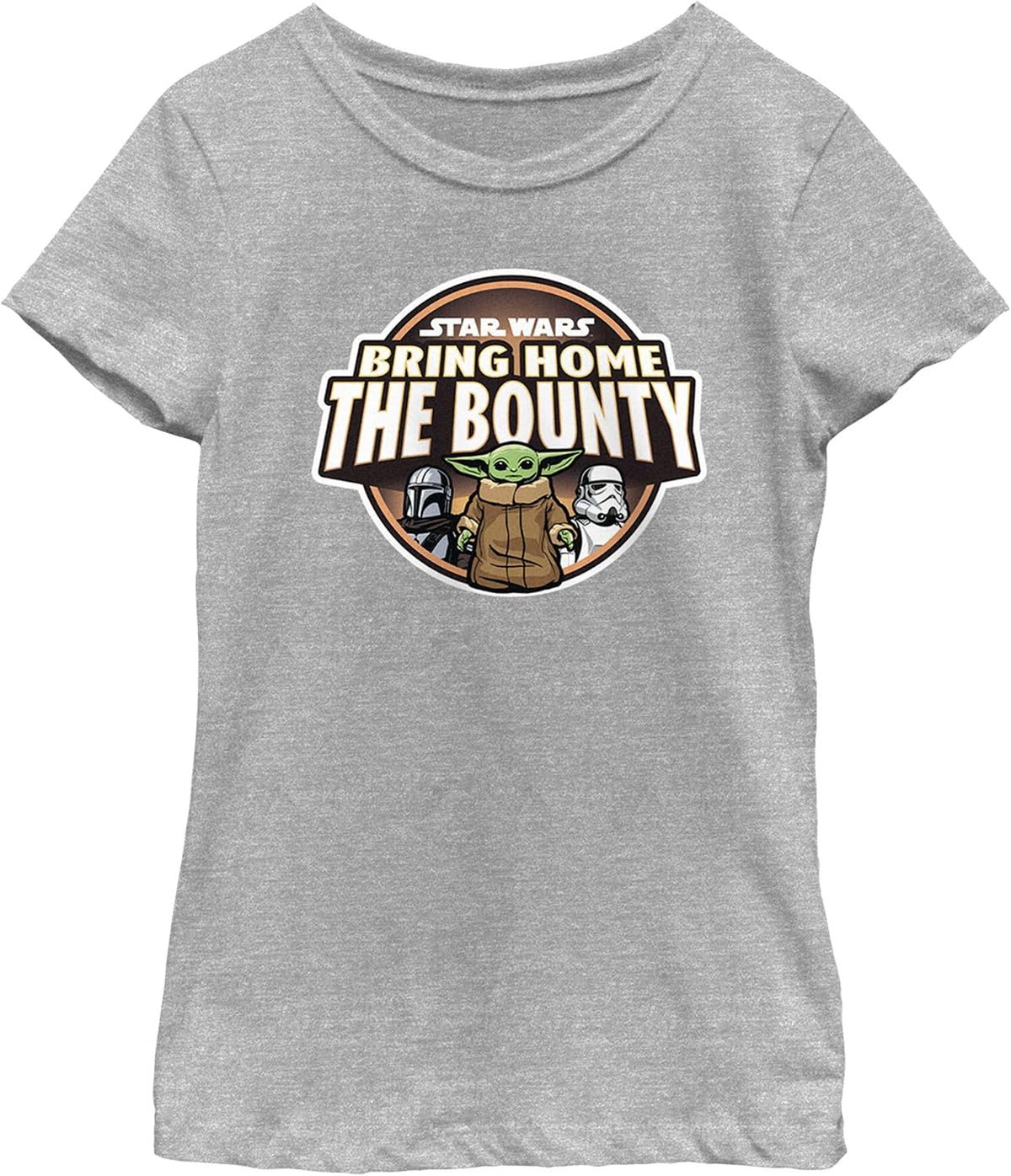 Star Wars Mandalorian BHTB Characters Logo Girls Short Sleeve Tee Shirt, Athletic Heather, Large T-Shirt | Premium Qu...