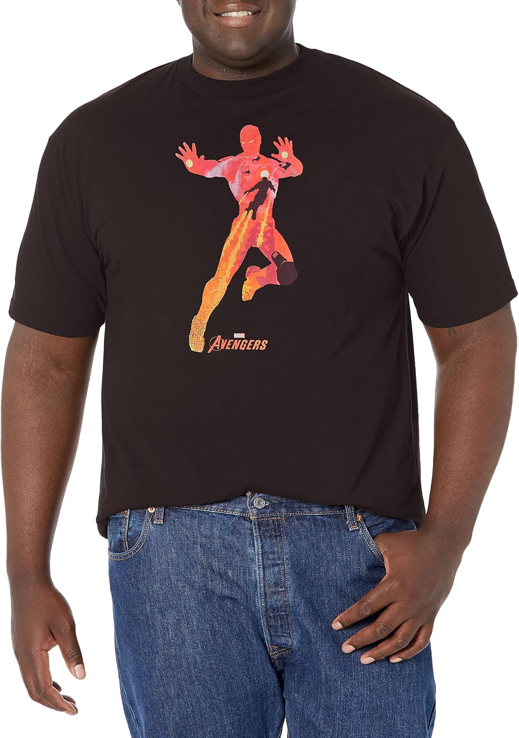 Marvel Big & Tall Games Iron Man Scene Men's Tops Short Sleeve Tee Shirt T-Shirt | Premium Quality