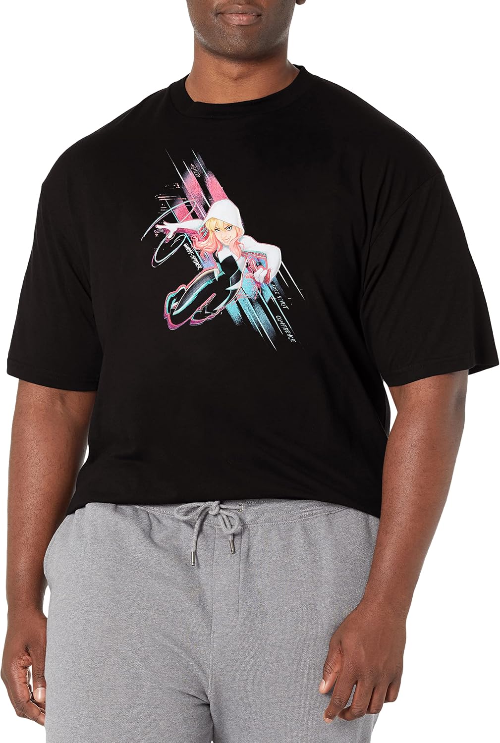 Marvel Classic Ghost Spider Action Pose Men's Tops Short Sleeve Tee Shirt T-Shirt | US Viral Style
