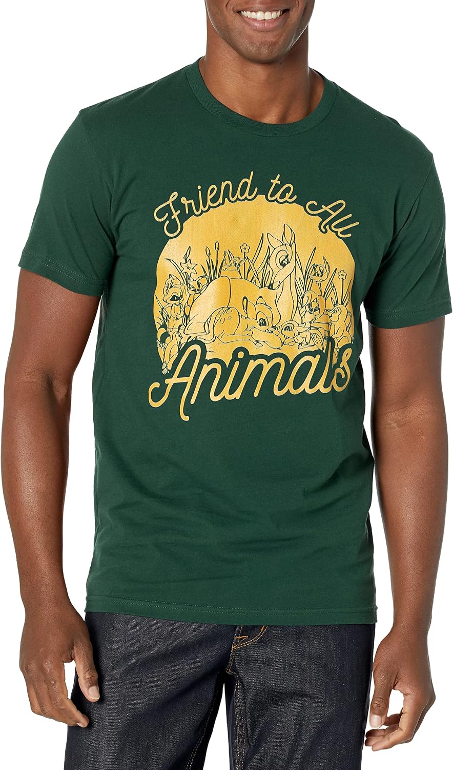 Disney Bambi Friend to Animals Young Men's Short Sleeve Tee Shirt T-Shirt | Aesthetic Streetwear