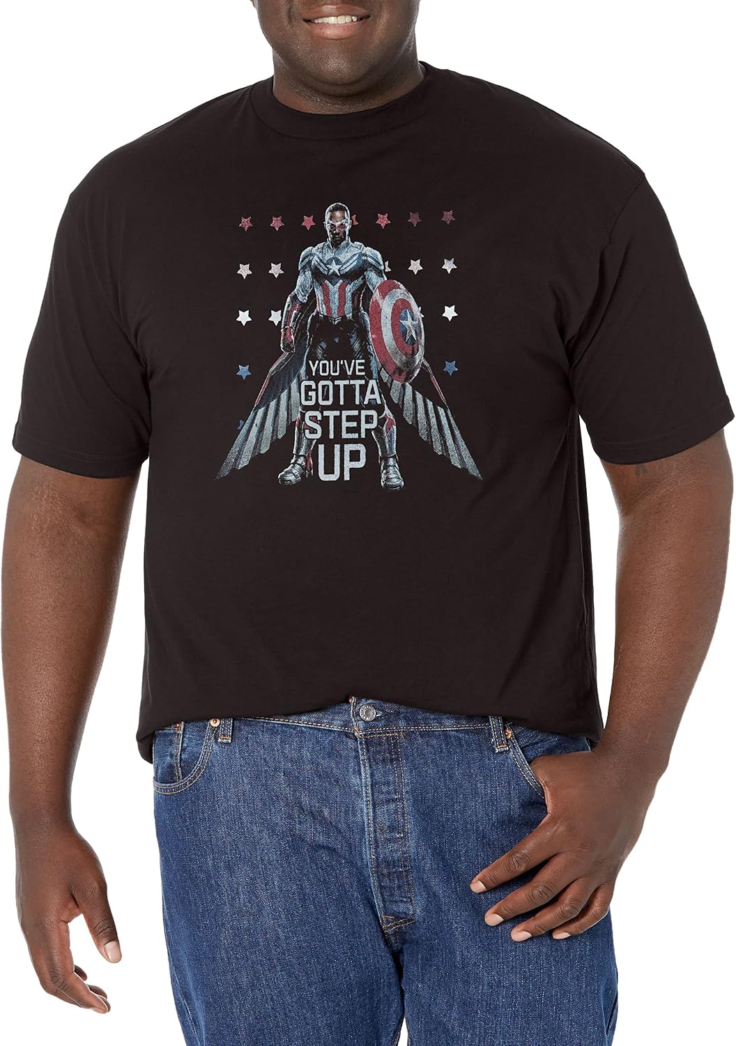 Marvel Big & Tall Winter Falcon Soldier Teamed Men's Tops Short Sleeve Tee Shirt, Black, 4X-Large T-Shirt | Aesthetic...