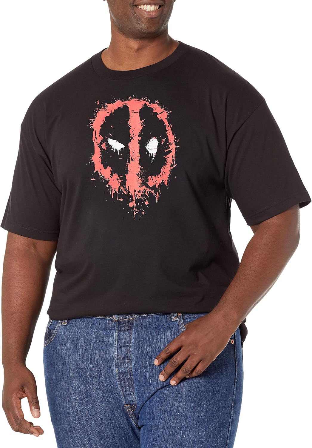 Marvel Big & Tall Classic Deadpool Splatter Icon Men's Tops Short Sleeve Tee Shirt T-Shirt | Best Seller