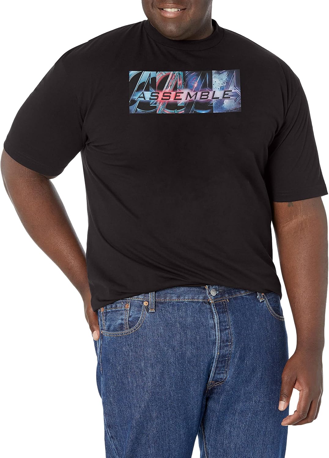 Marvel Big & Tall Endgame Logos Four Men's Tops Short Sleeve Tee Shirt, Black, Large T-Shirt | Aesthetic Streetwear