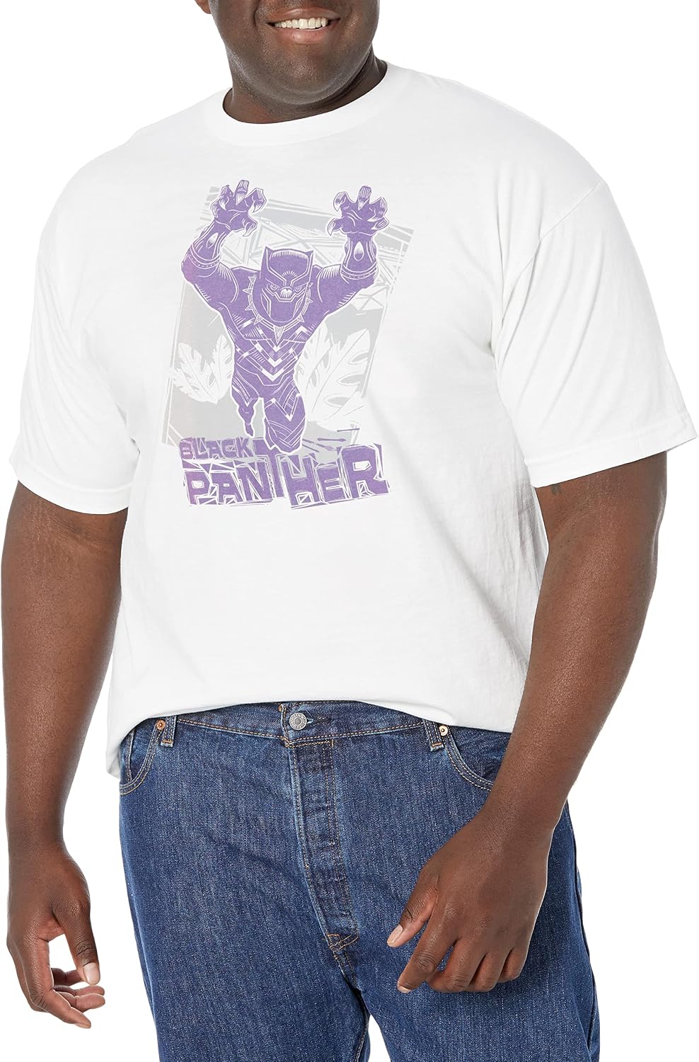 Marvel Big & Tall Universe Tropical Panther Men's Tops Short Sleeve Tee Shirt T-Shirt | Trending 2025