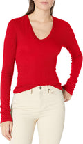 Enza Costa Women u2019s Stretch Silk Rib Fitted Long Sleeve U-Neck Top Apparel | Premium Quality