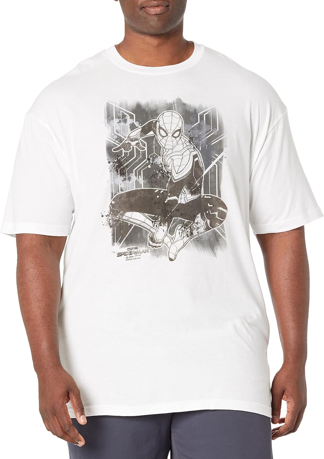 Marvel Big & Tall Man No Way Home Spider Inked Men's Tops Short Sleeve Tee Shirt, White, 3X-Large T-Shirt | Premium Q...