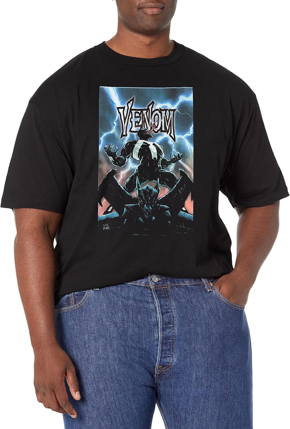 Marvel Big & Tall Classic Venom Lightning May18 Men's Tops Short Sleeve Tee Shirt T-Shirt | Premium Quality