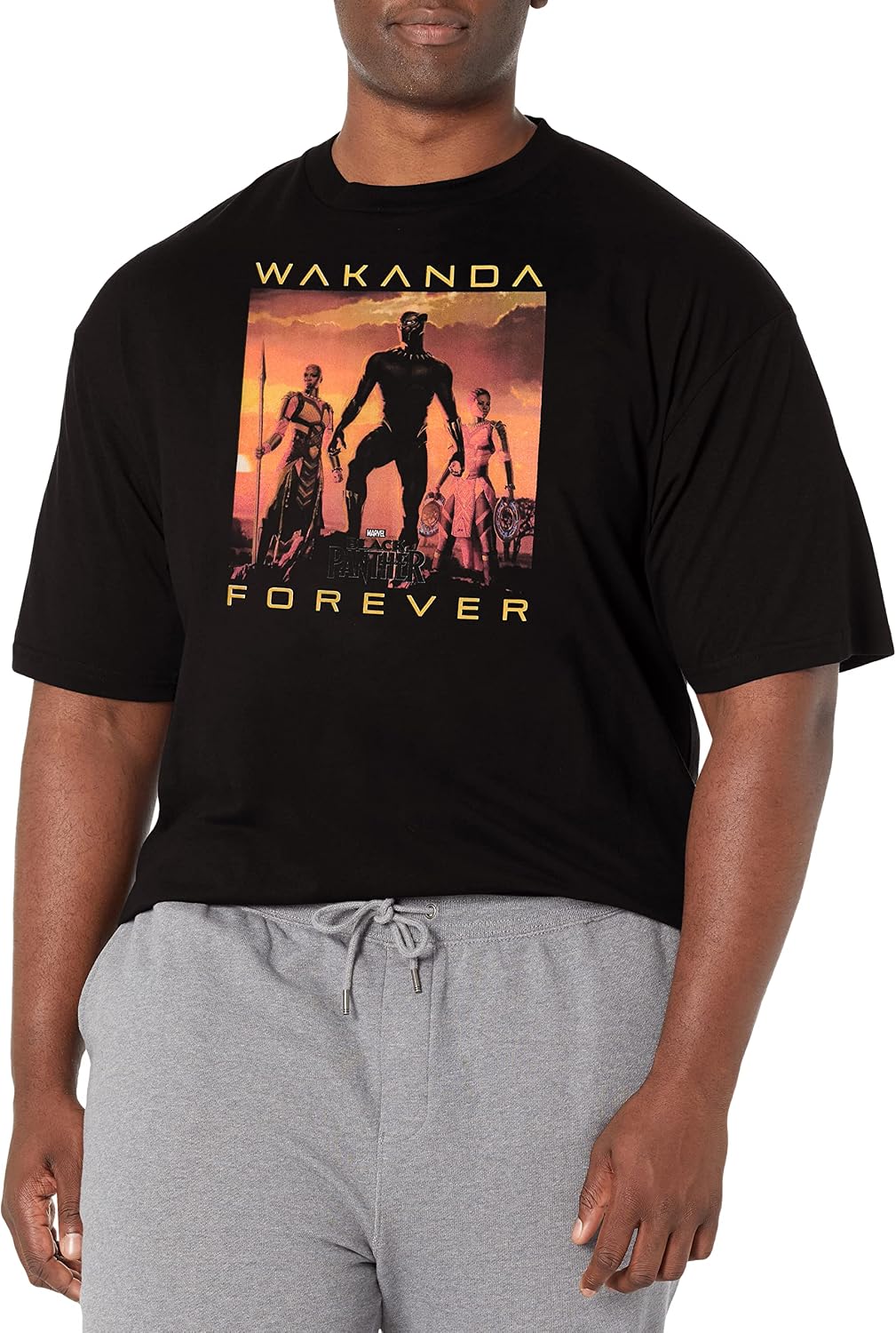Marvel Big & Tall Wakanda Forever Men's Tops Short Sleeve Tee Shirt T-Shirt | US Viral Style