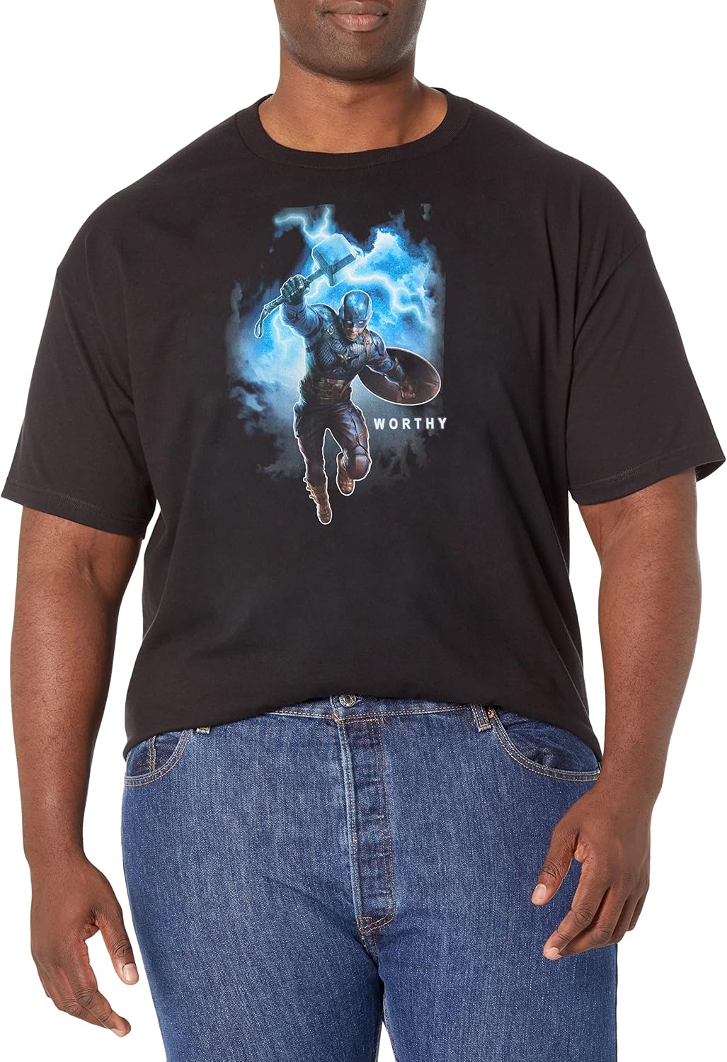 Marvel Big & Tall Worthy Cap Men's Tops Short Sleeve Tee Shirt T-Shirt | Best Seller