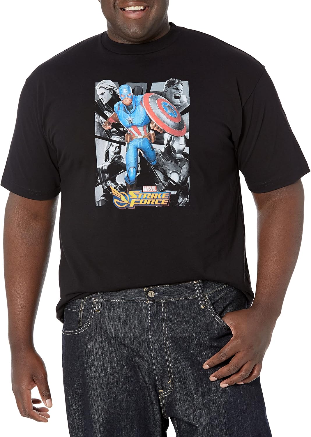 Marvel Big & Tall Classic Shattered Heroes Men's Tops Short Sleeve Tee Shirt T-Shirt | US Viral Style