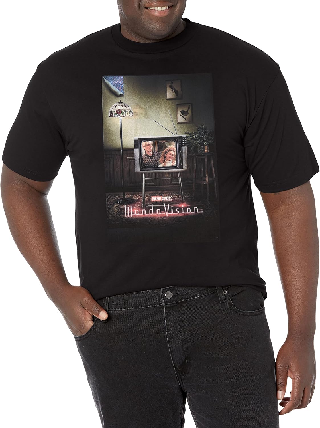 Marvel Big & Tall Wandavision Wv Poster 80s Men's Tops Short Sleeve Tee Shirt T-Shirt | Aesthetic Streetwear