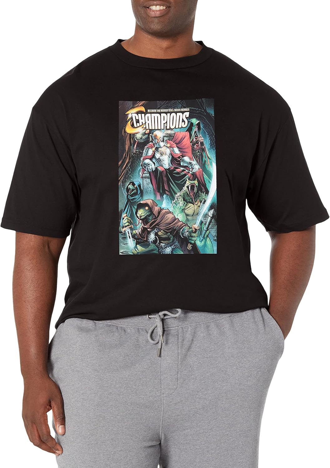 Marvel Big & Tall Classic Champions World Heroes DEC18 Men's Tops Short Sleeve Tee Shirt, Black, 3X-Large T-Shirt | B...