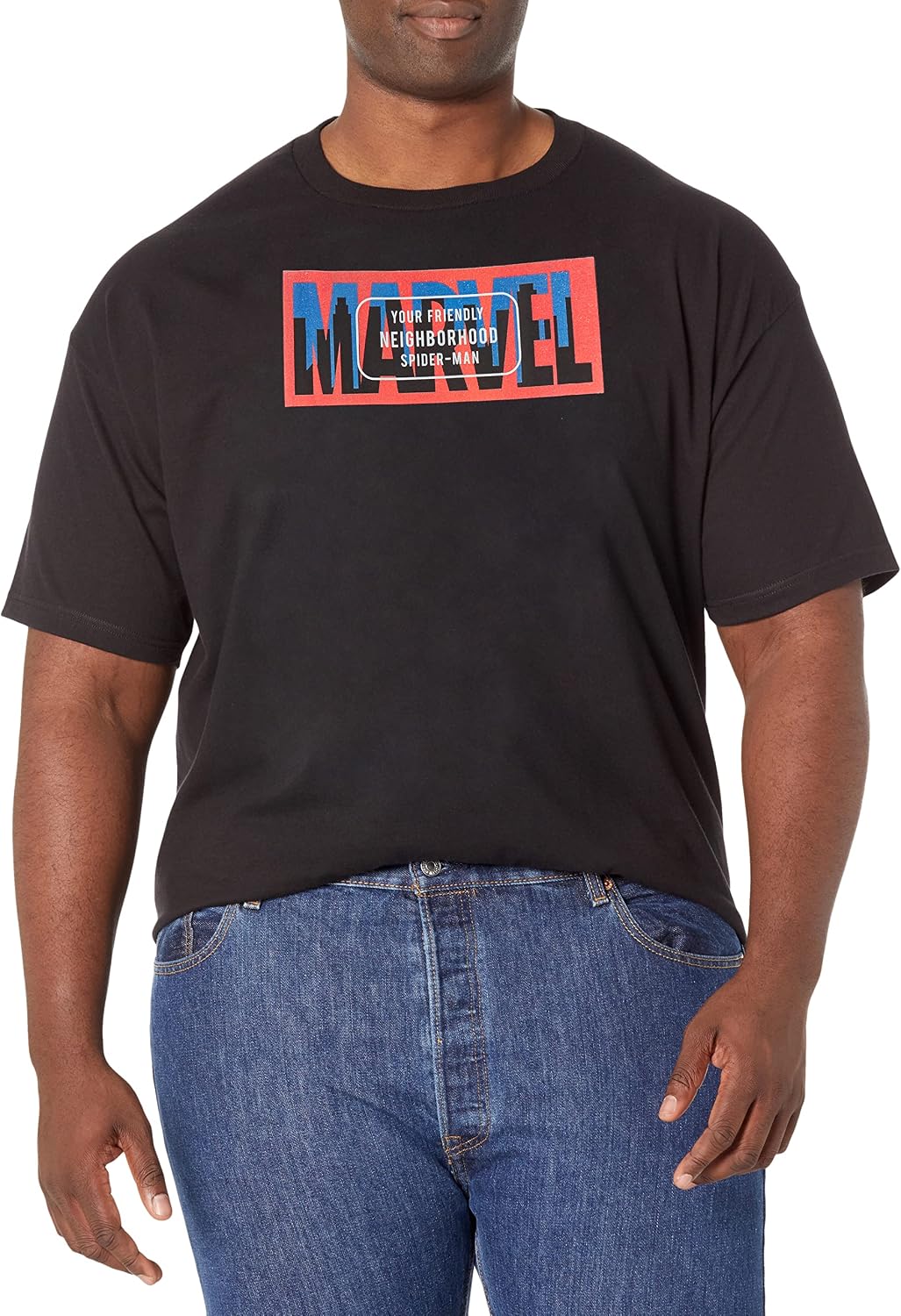 Marvel Big & Tall Classic Friendly Neighborhood Logo Men's Tops Short Sleeve Tee Shirt T-Shirt | Aesthetic Streetwear