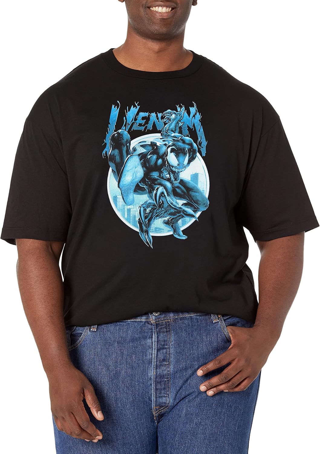 Marvel Big & Tall Classic Venom Circle Men's Tops Short Sleeve Tee Shirt T-Shirt | US Viral Style