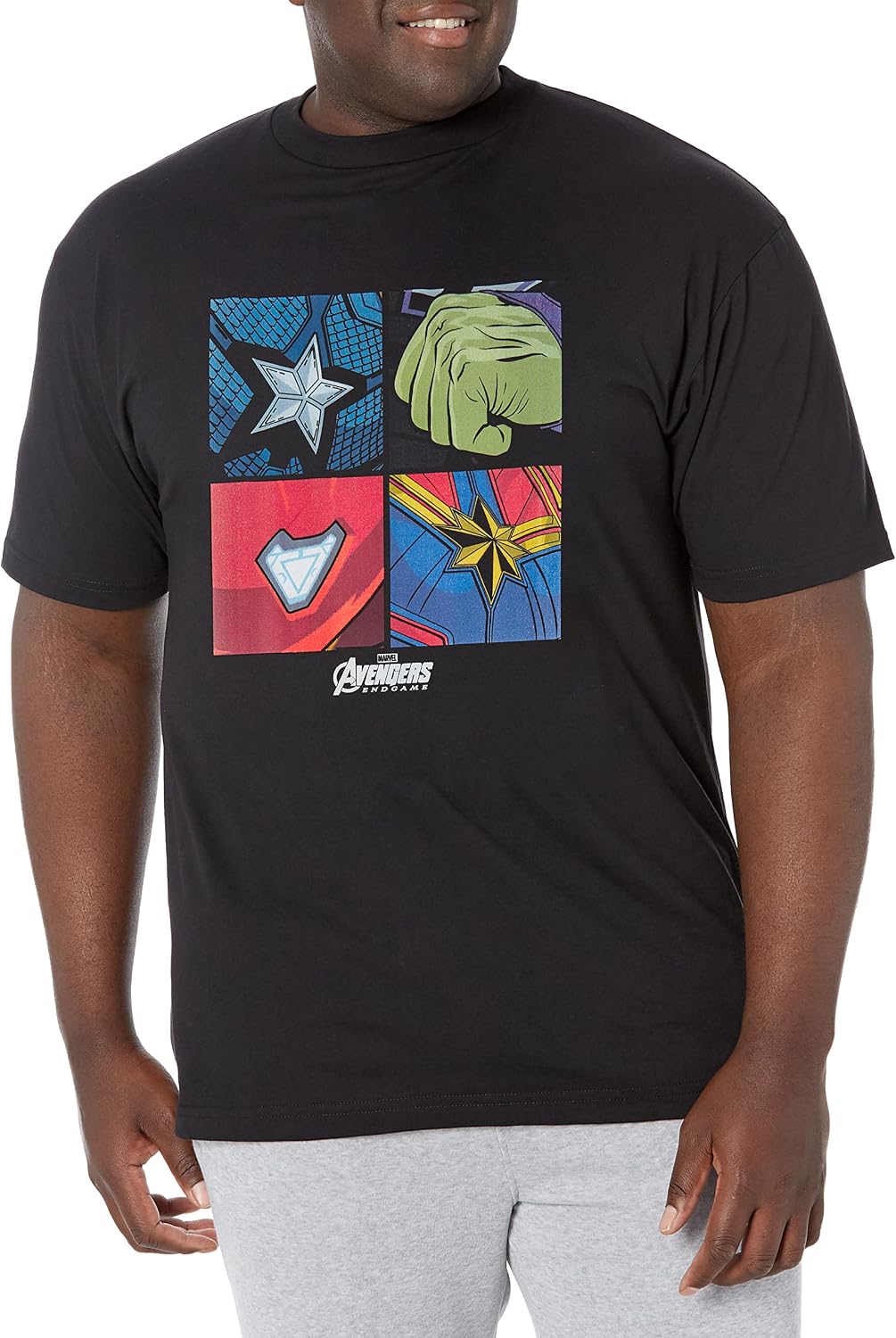 Marvel Big & Tall Hero Emblems Men's Tops Short Sleeve Tee Shirt, Black, 4X-Large T-Shirt | Best Seller