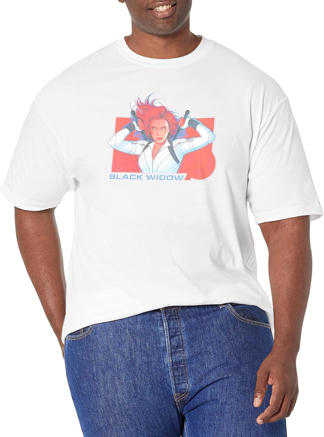 Marvel Big & Tall Ready Widow Men's Tops Short Sleeve Tee Shirt, White, 4X-Large T-Shirt | Premium Quality
