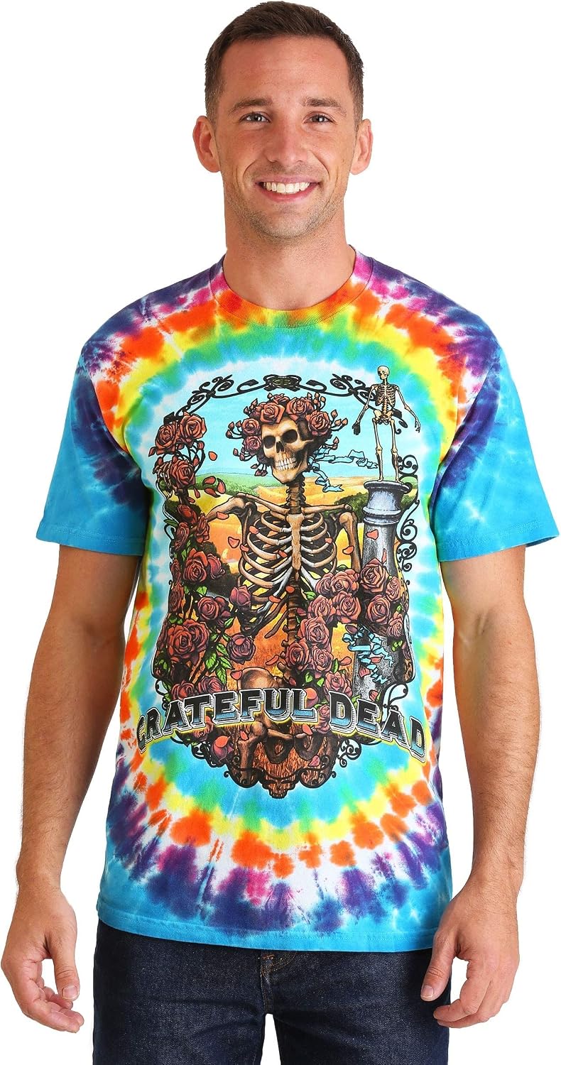 Liquid Blue Men's Grateful Dead Rainbow Bertha Tie Dye Short Sleeve Apparel | Aesthetic Streetwear