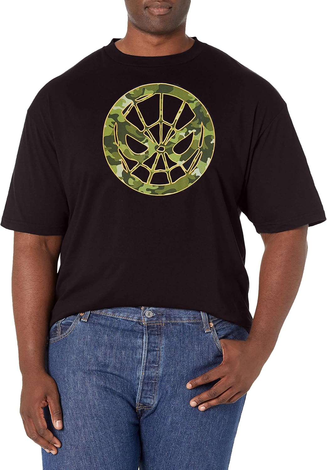 Marvel Big & Tall Comics Retro Camo Spider-Man Men's Tops Short Sleeve Tee Shirt T-Shirt | Premium Quality