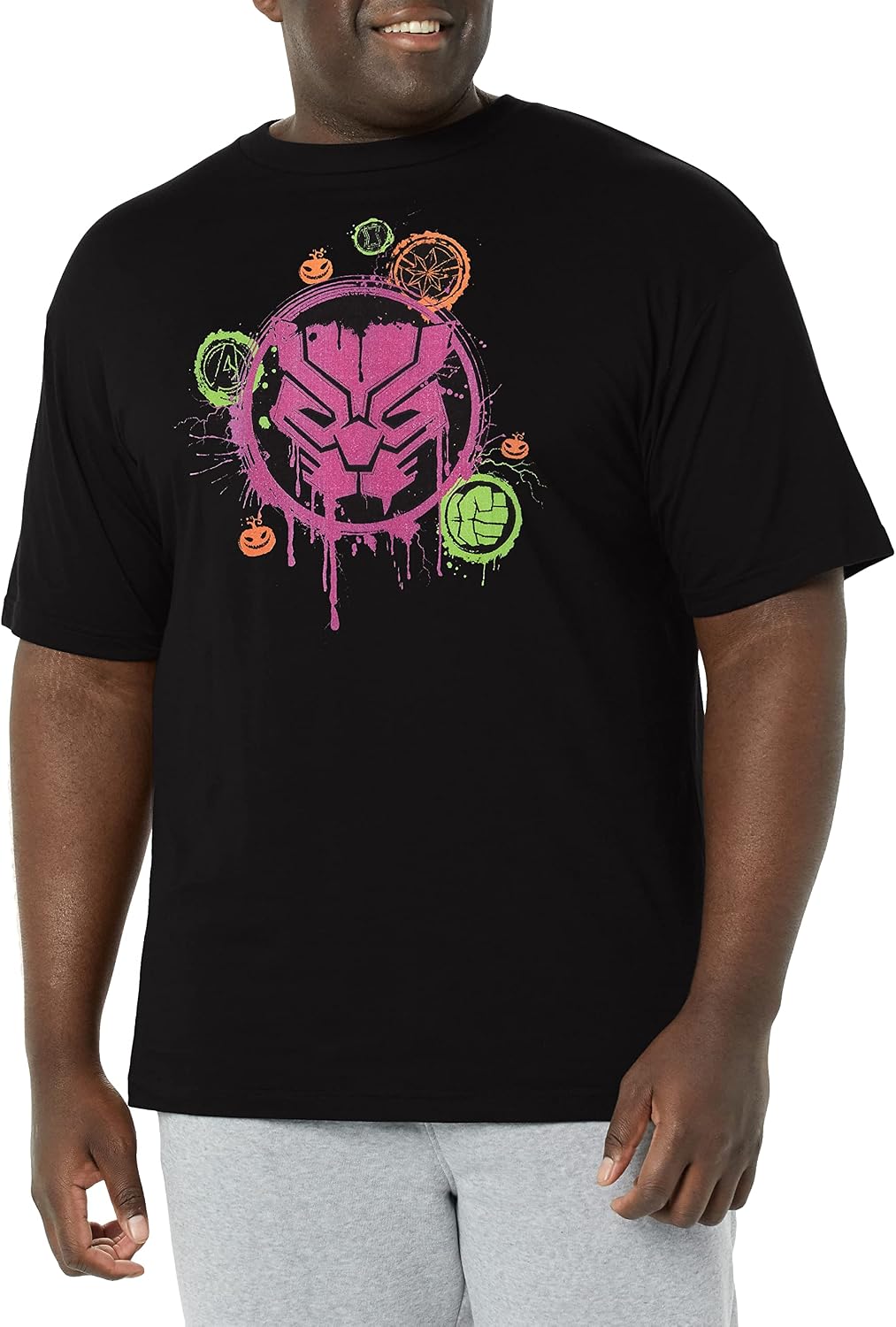 Marvel Big & Tall Classic Panther Stencil Men's Tops Short Sleeve Tee Shirt T-Shirt | Trending 2025