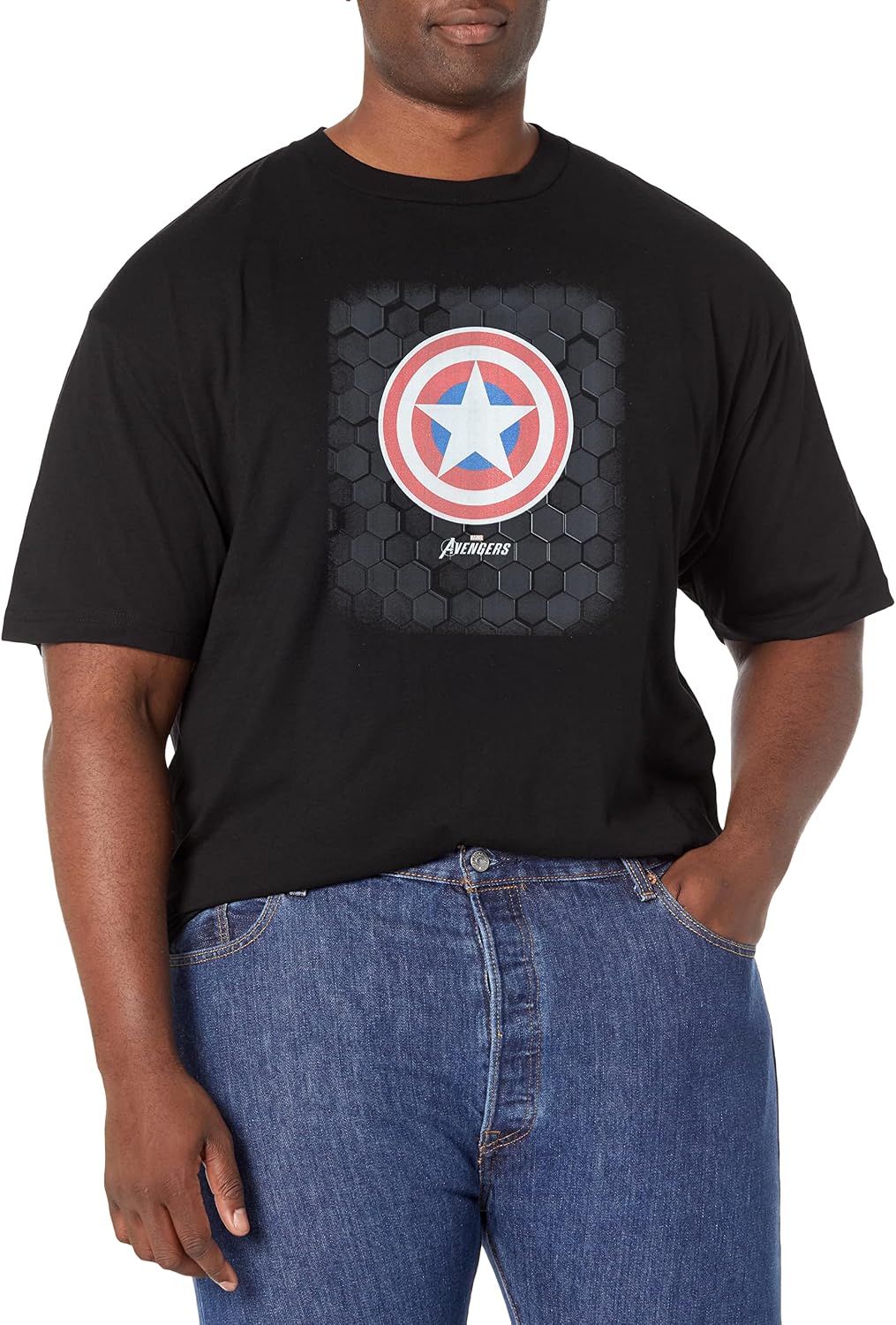 Marvel Big & Tall Classic Hex Shield Men's Tops Short Sleeve Tee Shirt T-Shirt | US Viral Style