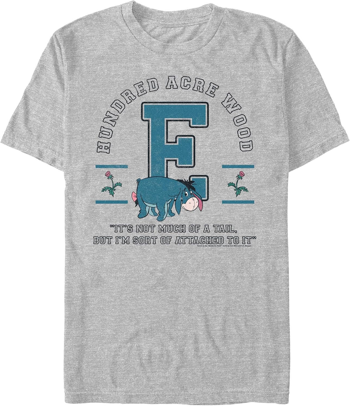 Disney Big & Tall Winnie The Pooh Eeyore Collegiate Men's Tops Short Sleeve Tee Shirt T-Shirt | Best Seller
