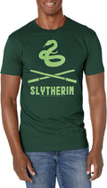 Harry Potter Deathly Hallows Slytherin Icons Crossed Wands Young Men's Short Sleeve Tee Shirt T-Shirt | Best Seller
