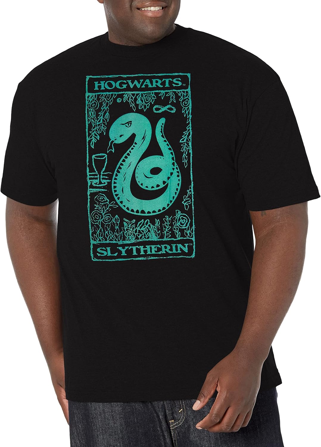 Harry Potter Warner Brothers Slytherin Tarot Men's Tops Short Sleeve Tee Shirt Black T-Shirt | US Viral Style