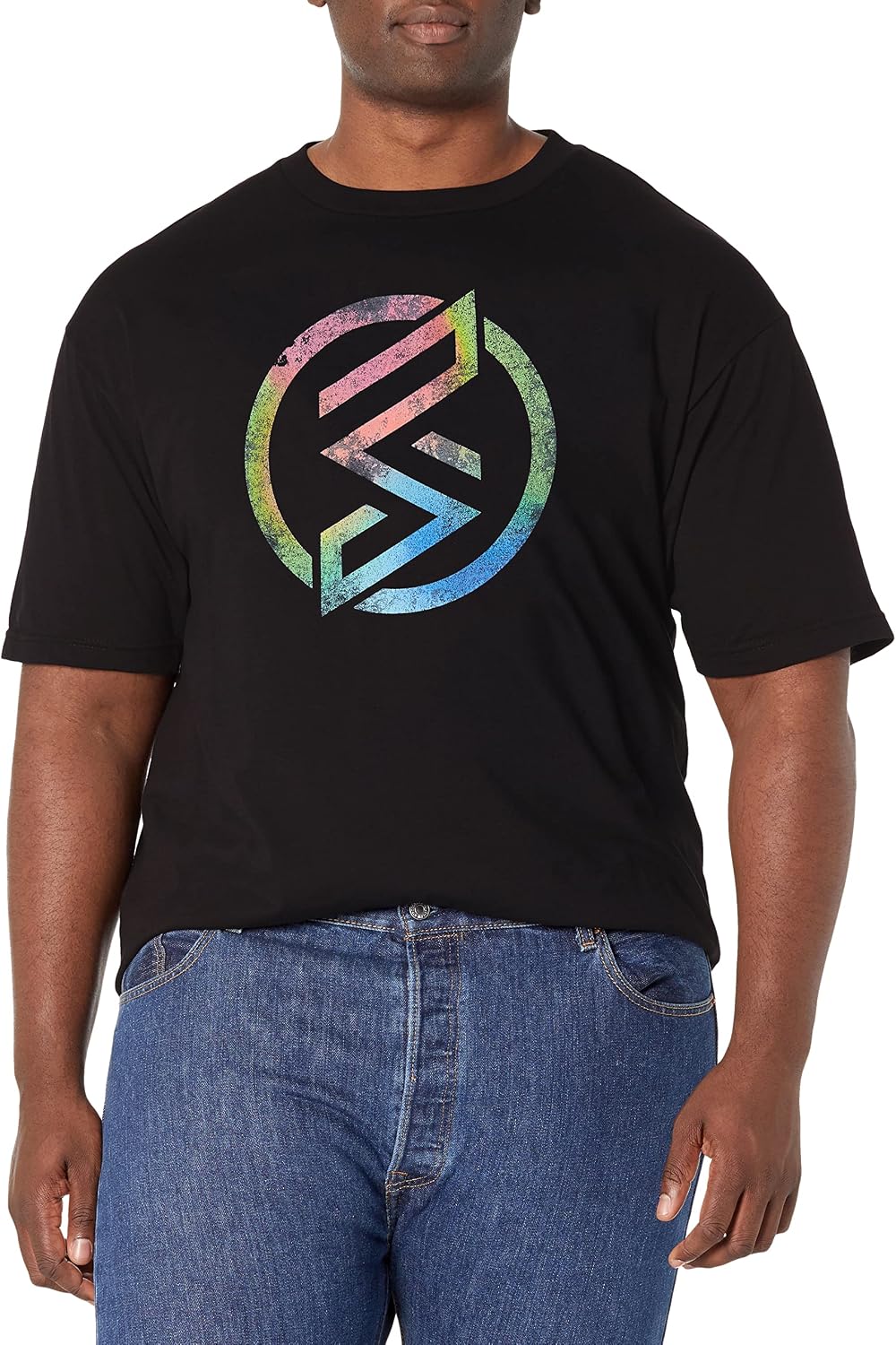 Marvel Big & Tall Classic Mrsw Rainbow Emblem Men's Tops Short Sleeve Tee Shirt, Black, 4X-Large T-Shirt | Trending 2025