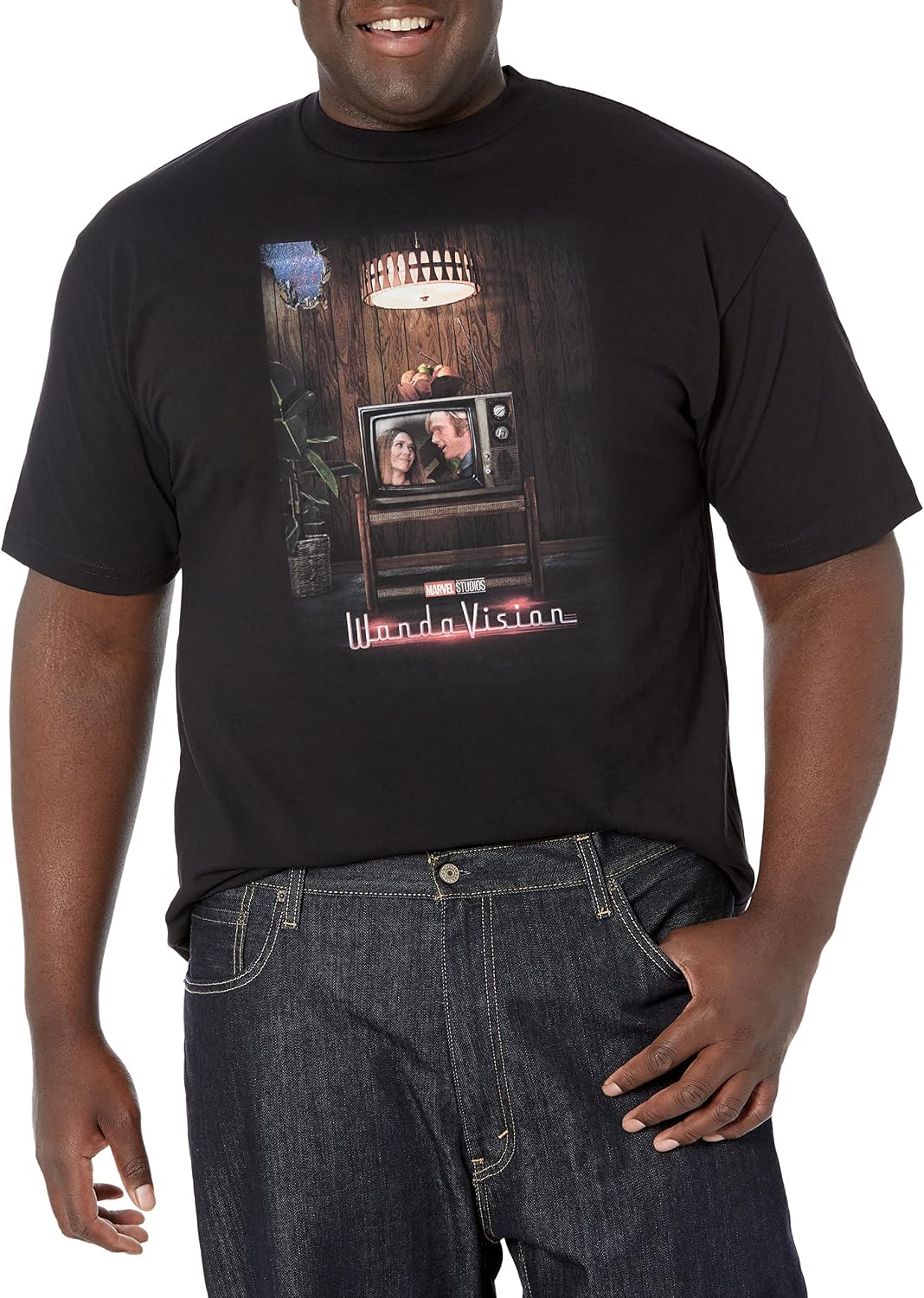 Marvel Big & Tall Wandavision Wv Poster 70s Men's Tops Short Sleeve Tee Shirt T-Shirt | Aesthetic Streetwear