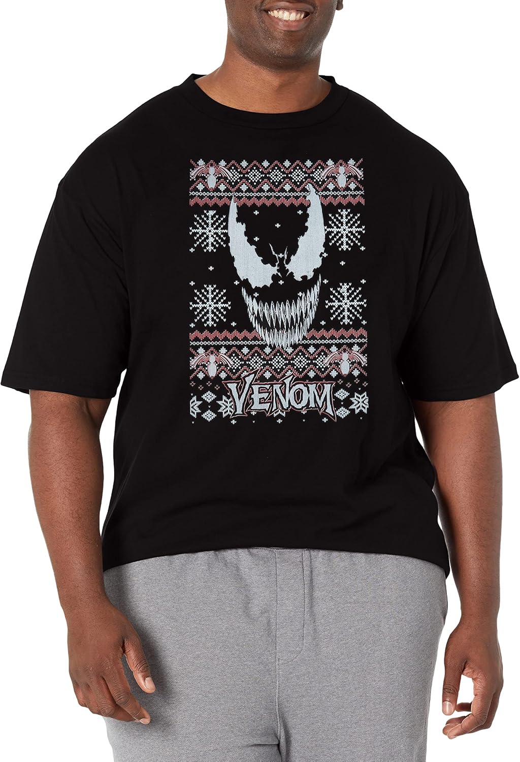 Marvel Big & Tall Classic Venom Face Sweater Men's Tops Short Sleeve Tee Shirt Sweater | Best Seller