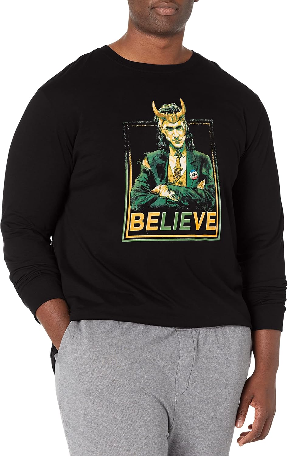 Marvel Big & Tall Loki Political Motive Men's Tops Short Sleeve Tee Shirt T-Shirt | Aesthetic Streetwear