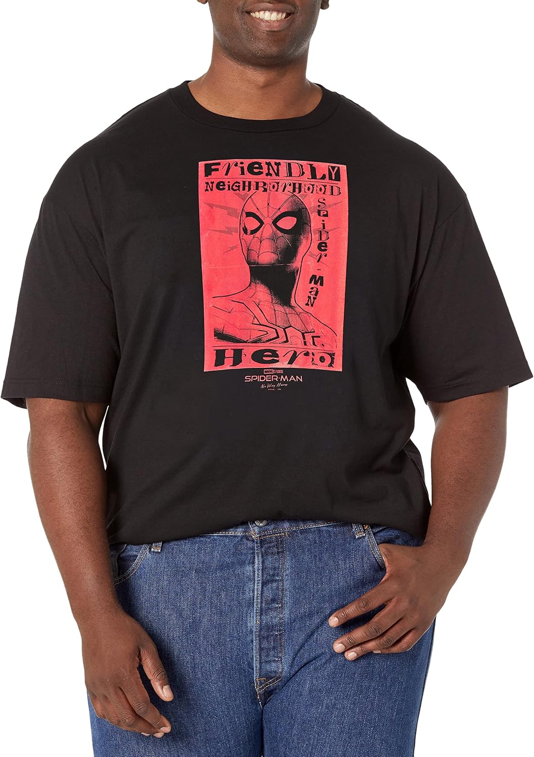 Marvel Big & Tall Spider-Man No Way Home Friendly Hero Men's Tops Short Sleeve Tee Shirt T-Shirt | Aesthetic Streetwear