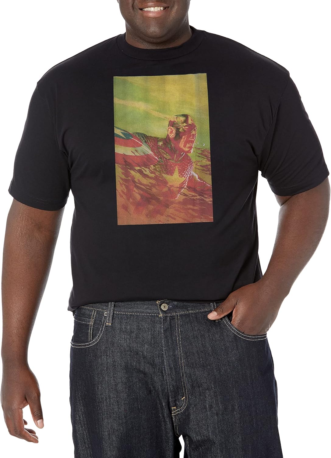 Marvel Big & Tall Classic Captain America Dec18 Men's Tops Short Sleeve Tee Shirt T-Shirt | Aesthetic Streetwear