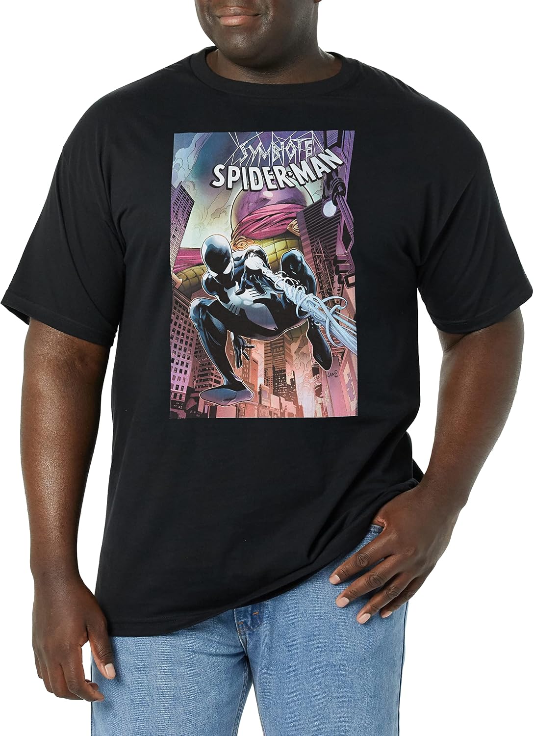 Marvel Big & Tall Classic Symbiote Spider-Man Men's Tops Short Sleeve Tee Shirt T-Shirt | Aesthetic Streetwear