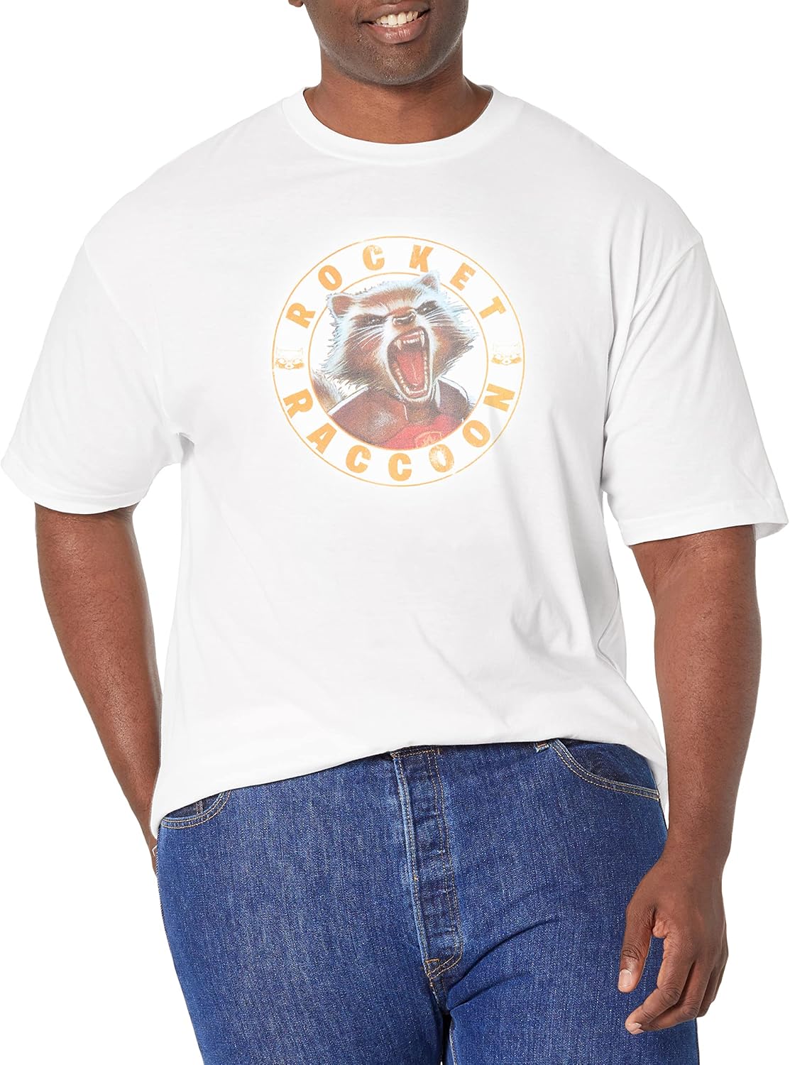 Marvel Big & Tall Classic Guardians of The Galaxy Raccoon Stamp Men's Tops Short Sleeve Tee Shirt T-Shirt | US Viral ...