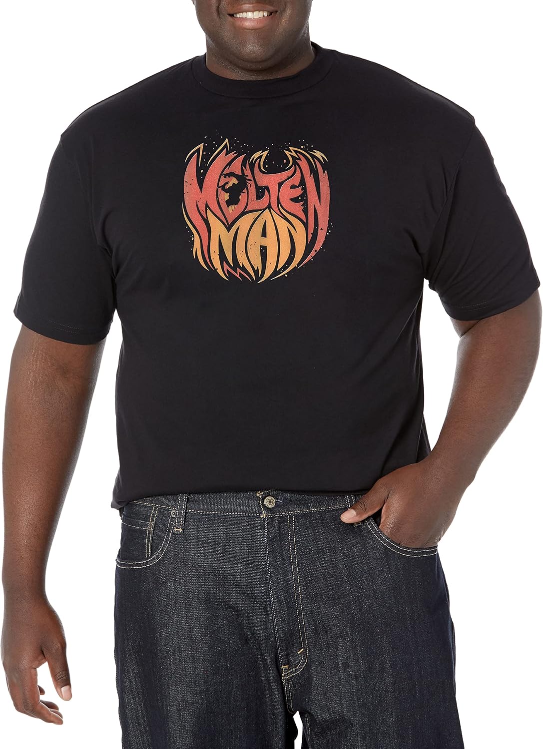 Marvel Big & Tall Molten Man Flames Men's Tops Short Sleeve Tee Shirt T-Shirt | Aesthetic Streetwear