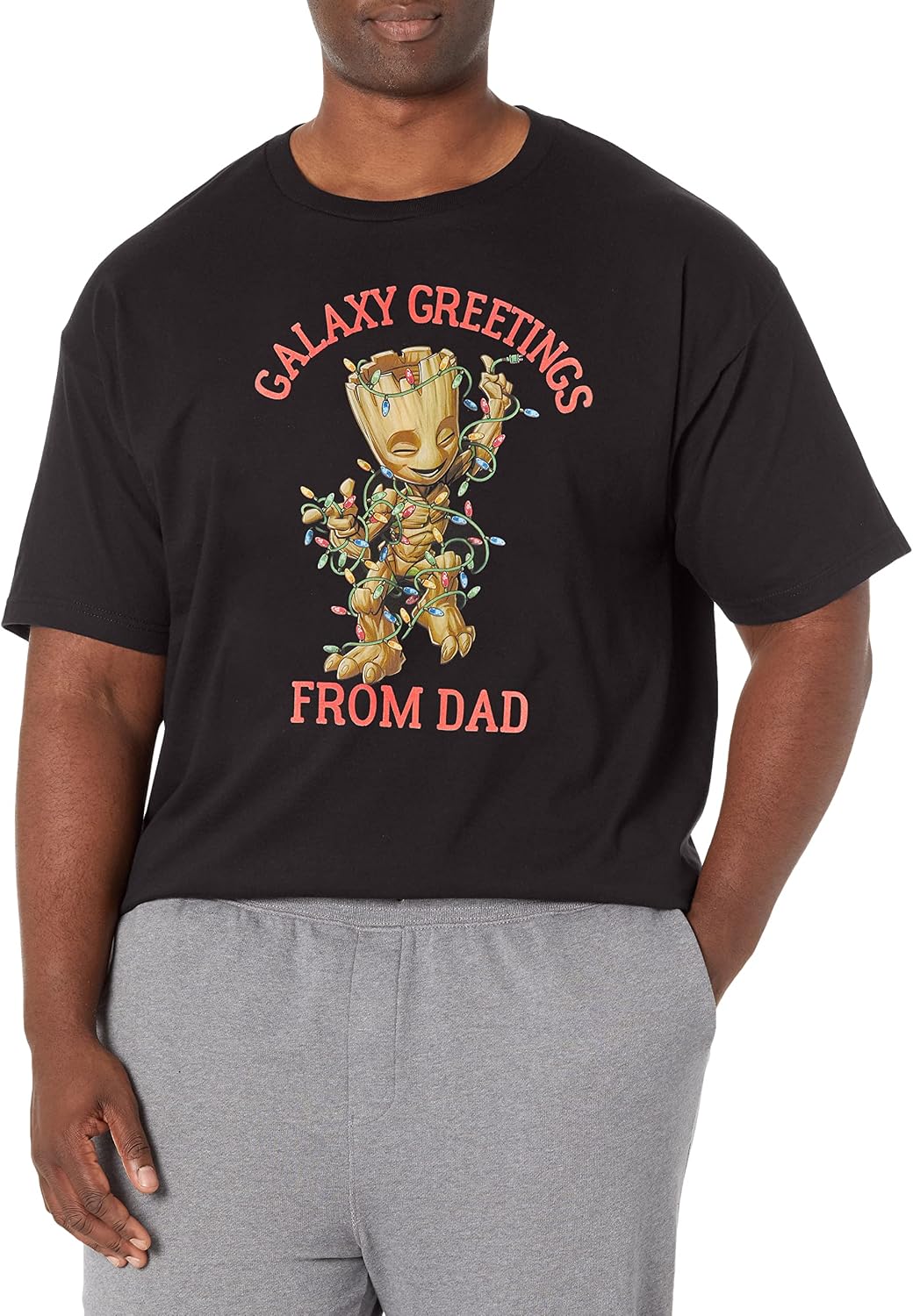 Marvel Big & Tall Classic Xmas Groot Dad Men's Tops Short Sleeve Tee Shirt T-Shirt | US Viral Style