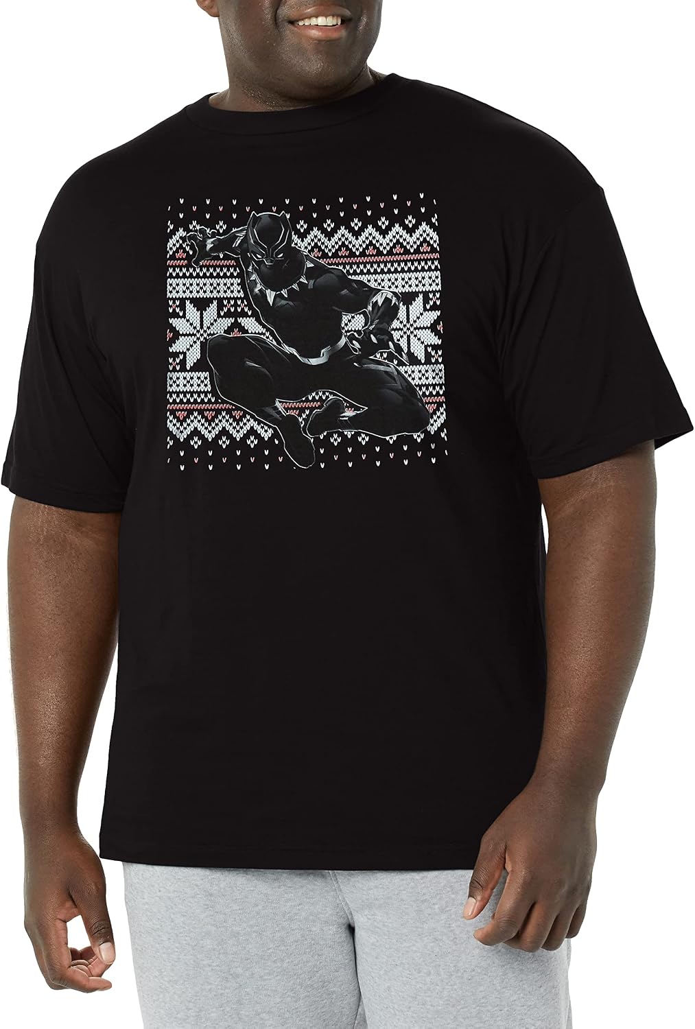 Marvel Big & Tall Classic Panther Holiday Men's Tops Short Sleeve Tee Shirt T-Shirt | US Viral Style