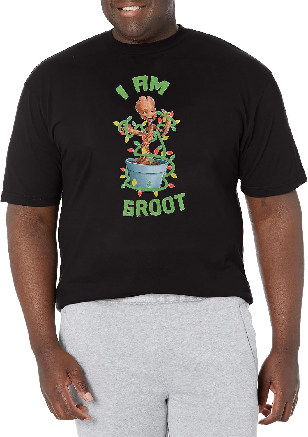 Marvel Big & Tall Classic Holiday Groot Men's Tops Short Sleeve Tee Shirt T-Shirt | Premium Quality