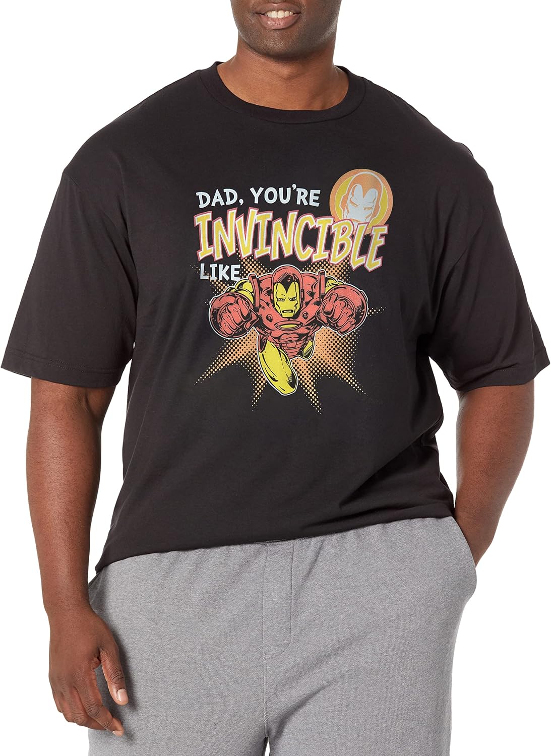 Marvel Big & Tall Classic Invincible Like Dad Men's Tops Short Sleeve Tee Shirt T-Shirt | US Viral Style