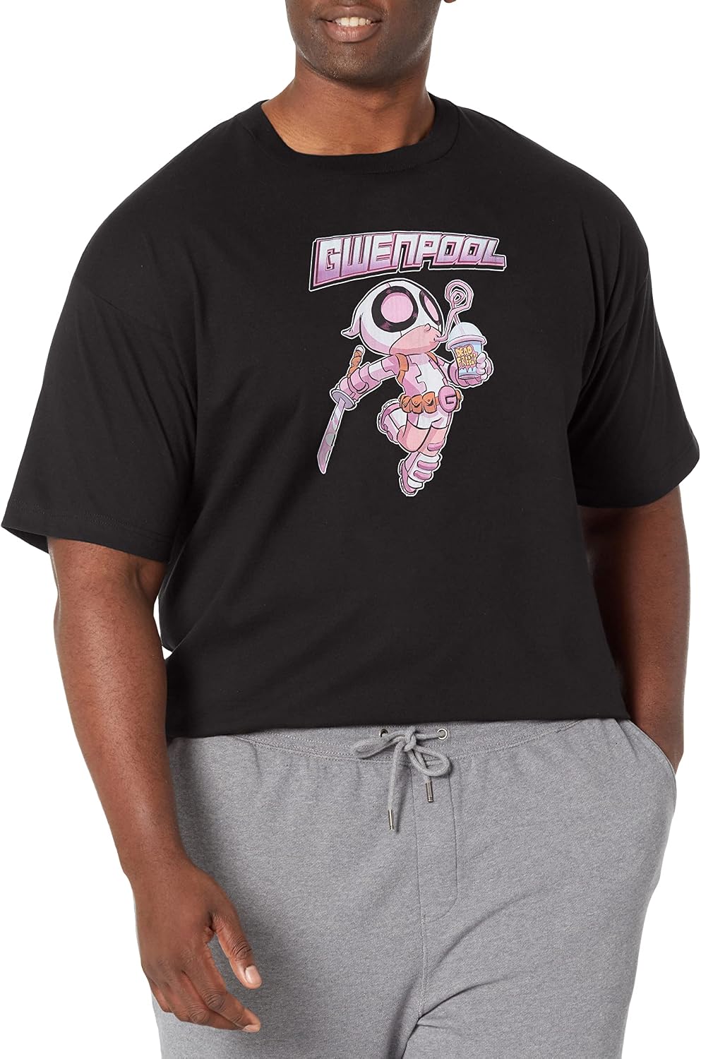 Marvel Big & Tall Classic Gwenpool Chibi Men's Tops Short Sleeve Tee Shirt T-Shirt | Aesthetic Streetwear