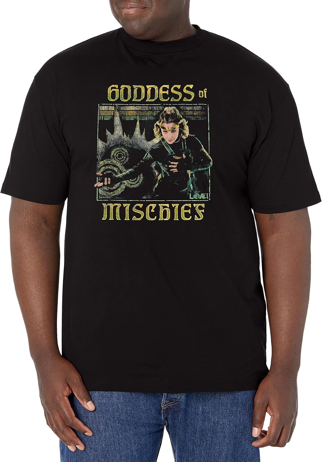 Marvel Big & Tall Loki Mischievious Goddess Men's Tops Short Sleeve Tee Shirt, Black, X-Large T-Shirt | Trending 2025