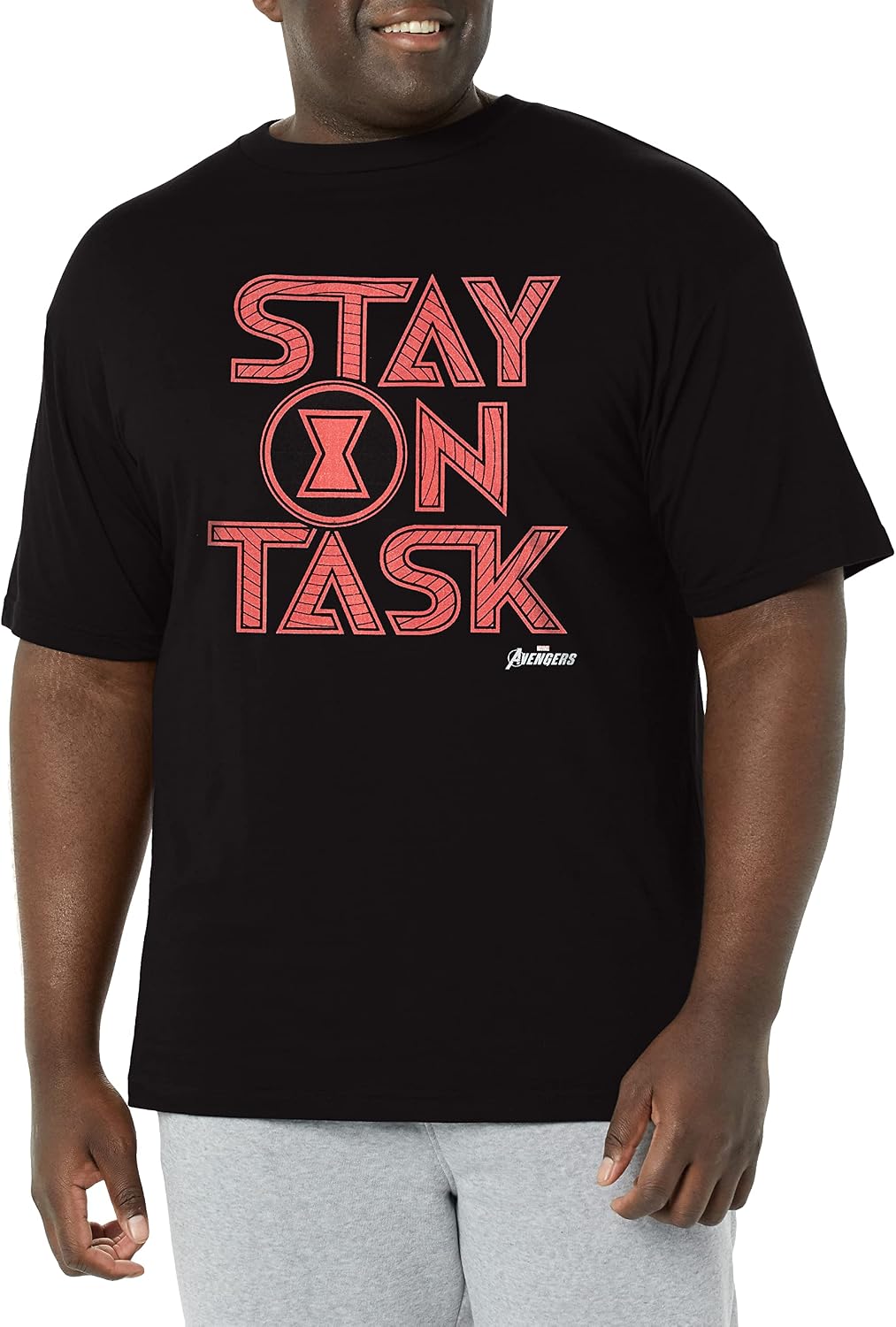 Marvel Big & Tall Classic Stay On Task Men's Tops Short Sleeve Tee Shirt, Black, X-Large T-Shirt | Trending 2025