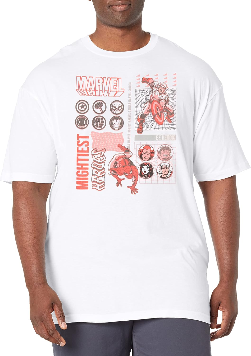 Marvel Big & Tall Classic Glitched Heroes Men's Tops Short Sleeve Tee Shirt T-Shirt | Premium Quality