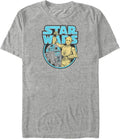 Men's Star Wars A New Hope C-3PO and R2-D2 Blue Logo T-Shirt - Athletic Heather - Large Tall T-Shirt | Best Seller