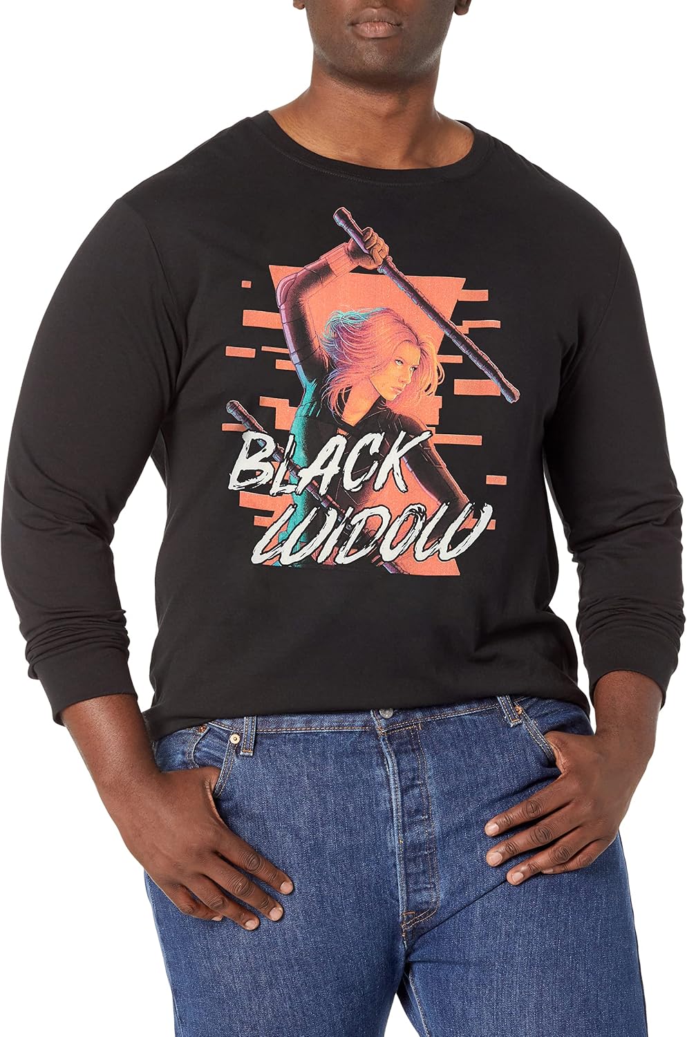 Marvel Big & Tall Graphic Black Widow Men's Tops Short Sleeve Tee Shirt T-Shirt | Premium Quality