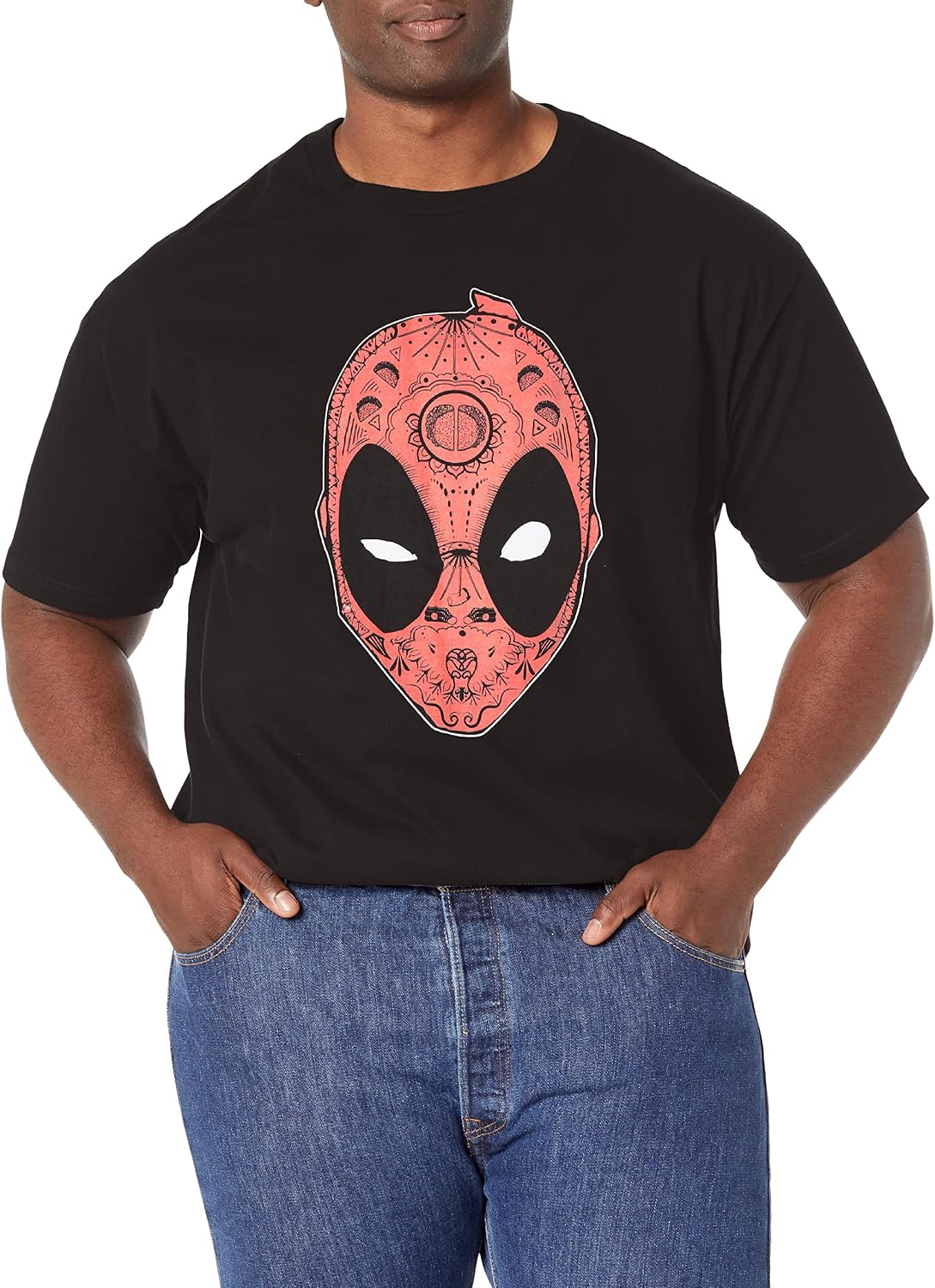 Marvel Big & Tall Classic Deadpool Sugar Skull Men's Tops Short Sleeve Tee Shirt T-Shirt | Trending 2025